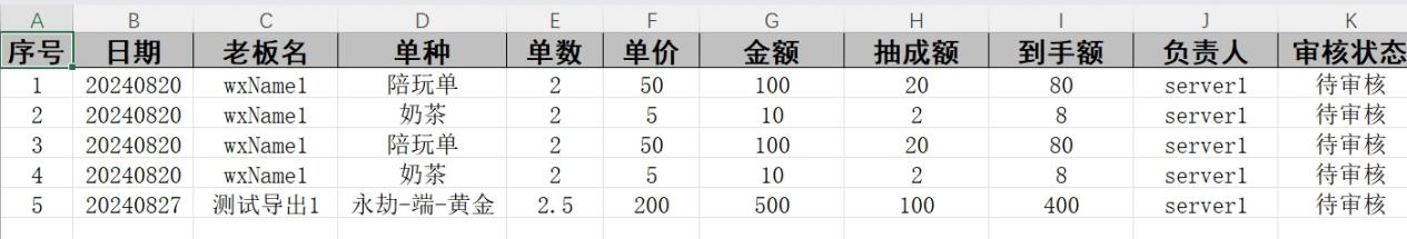 导出结果示例